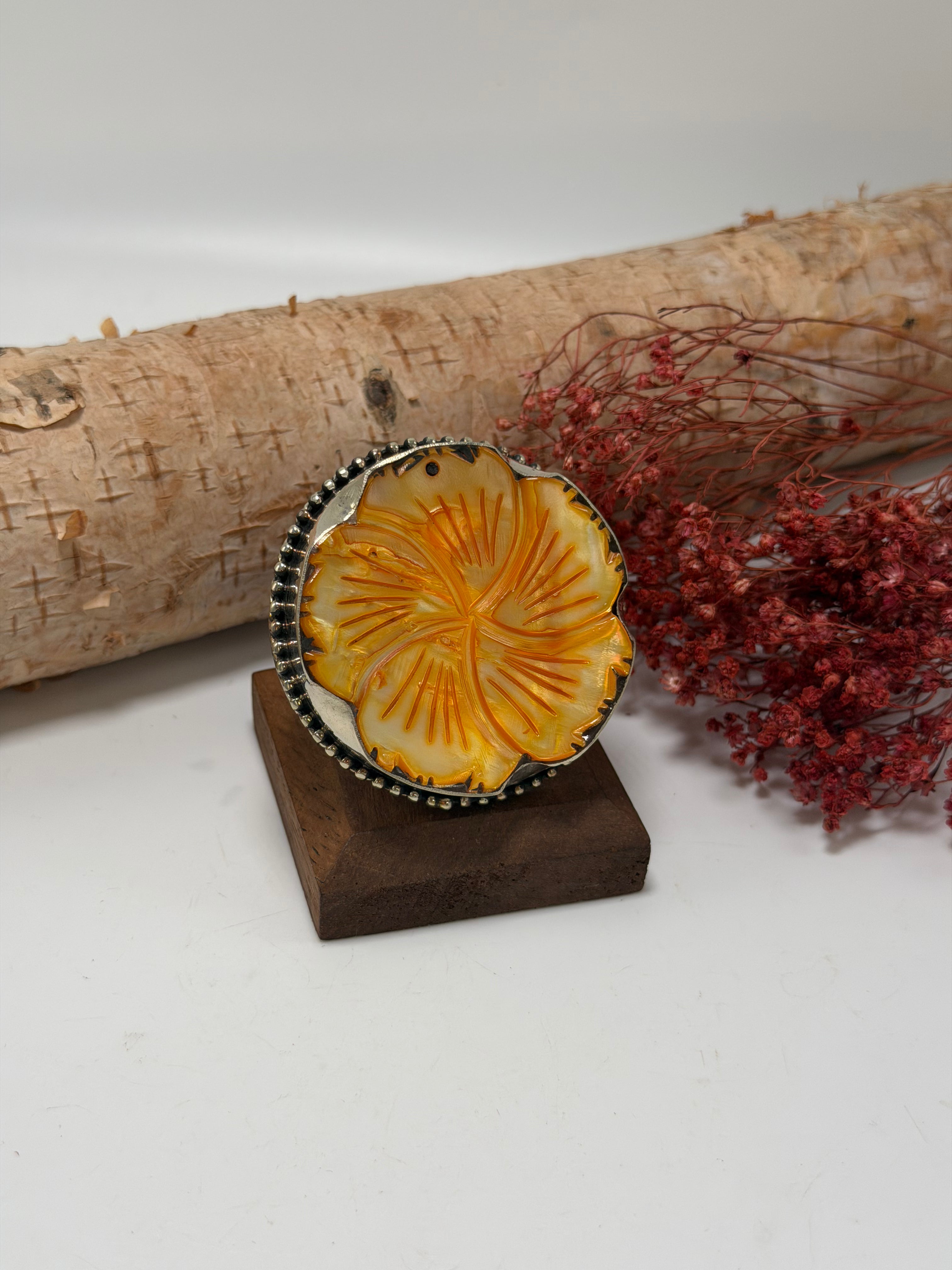 Watercolor Dreaming in Flowers Resin Shell Ring