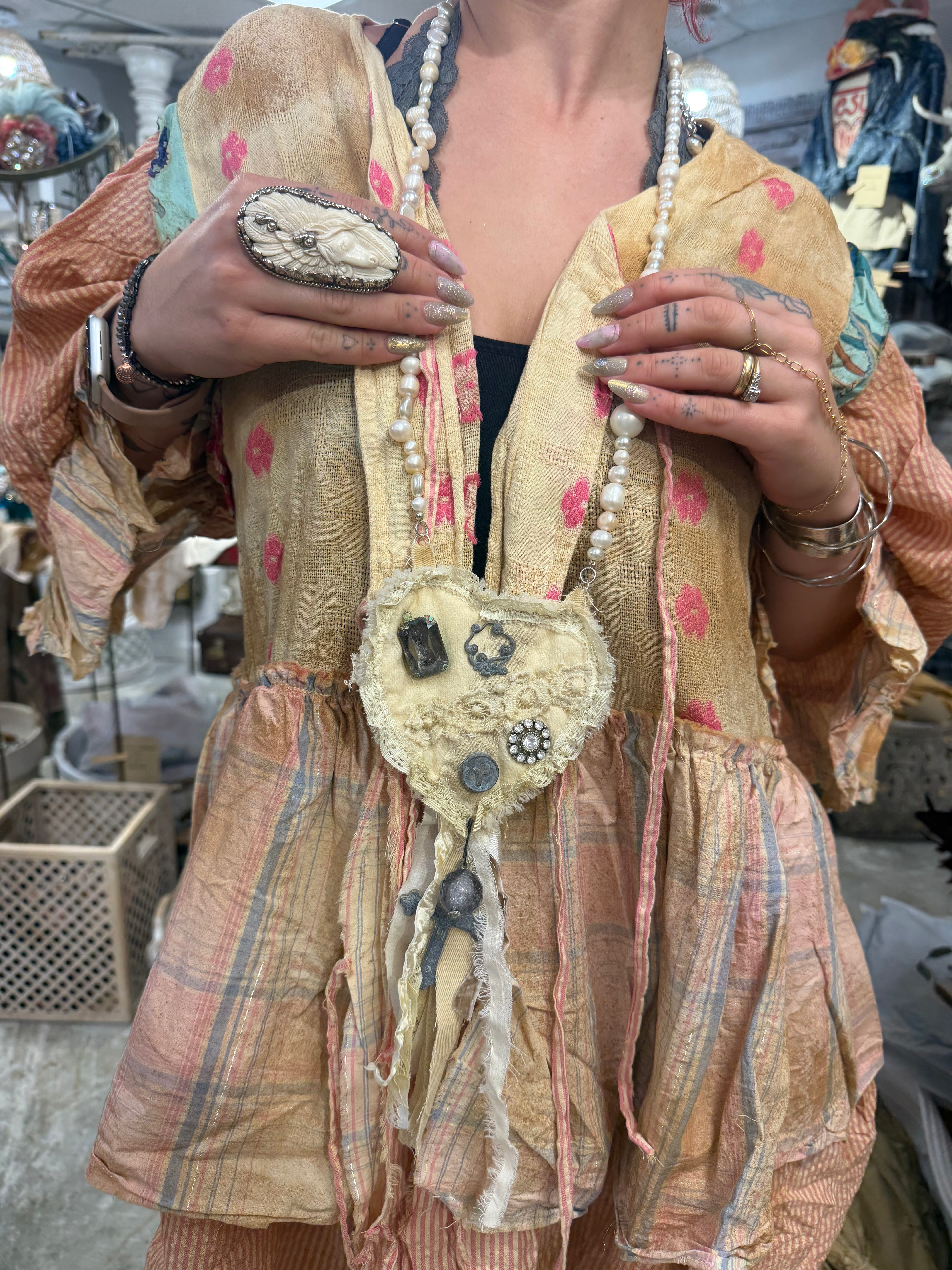Fabric Heart Necklace