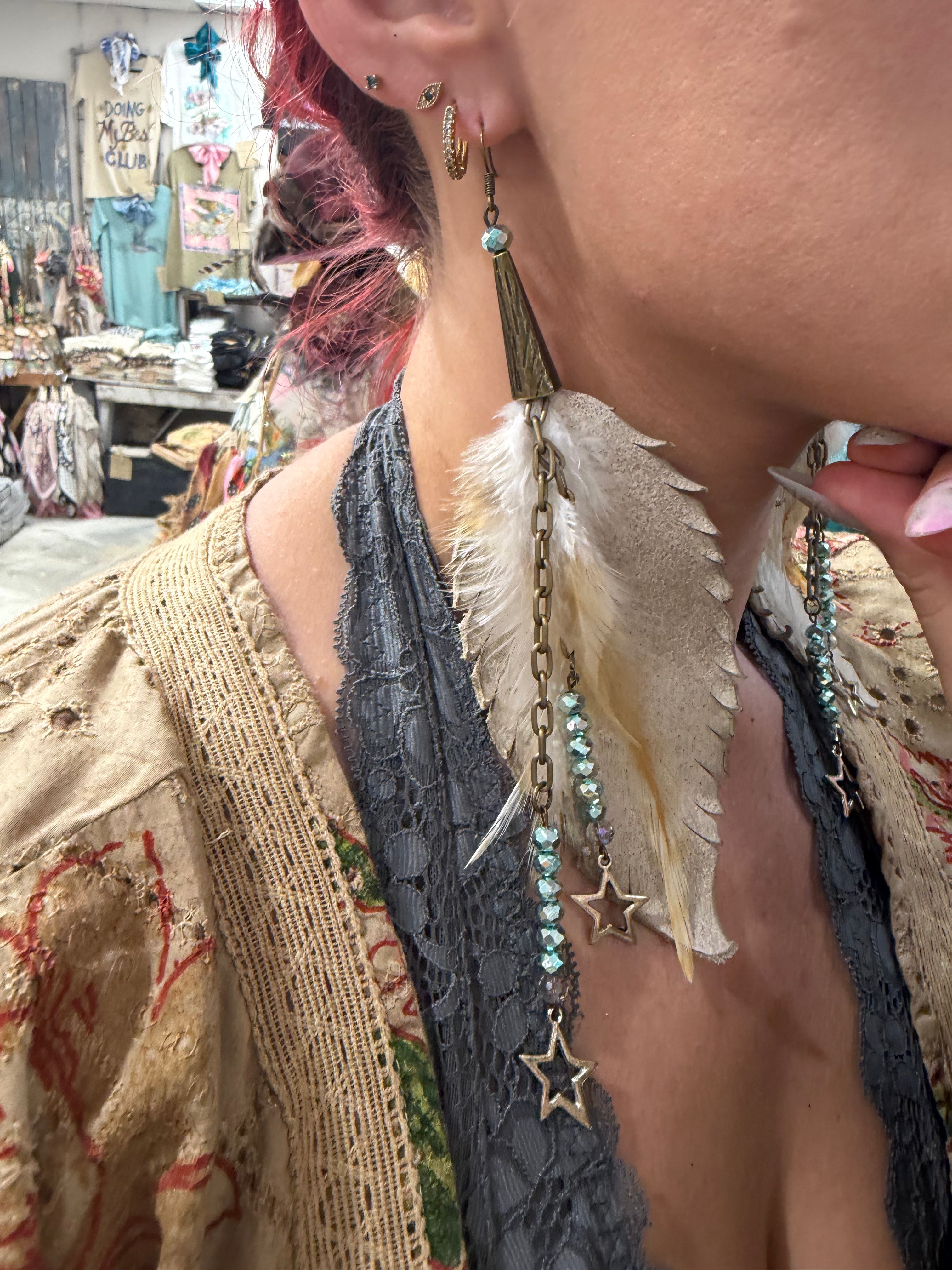 Feathers and Stars Earrings