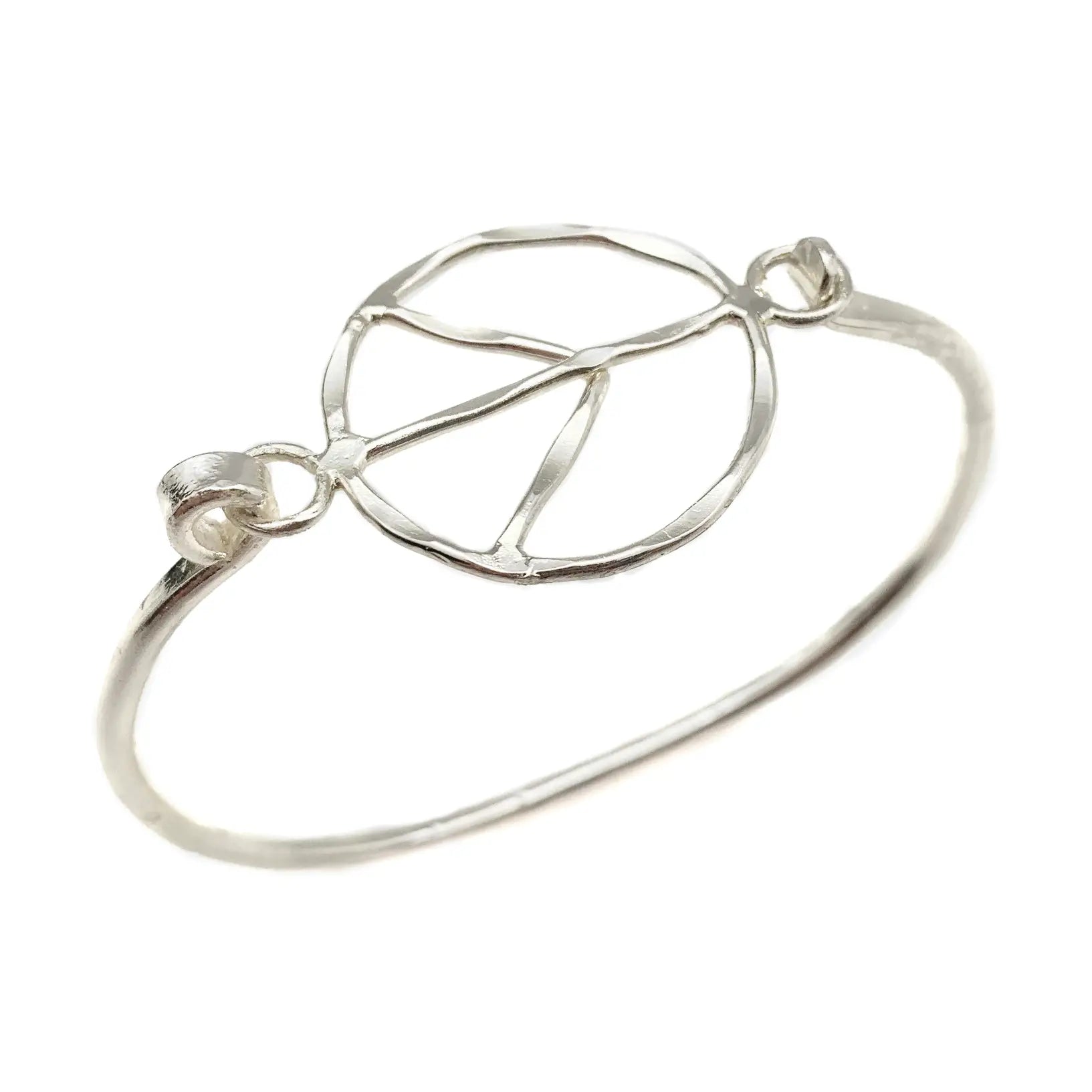 Silver Plated Bangle - Peace Sign