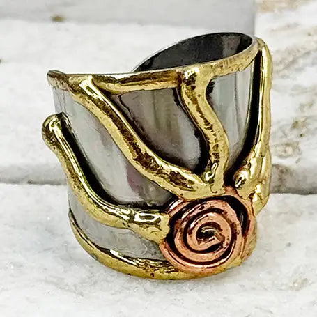 Handcrafted Mixed Metal Sunrise Ring