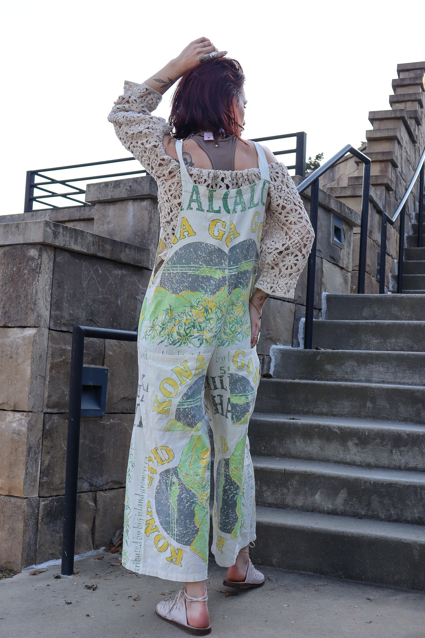 Golden Combo Picnic Market Fresh Overalls Cottage Core Boho Flour Sack