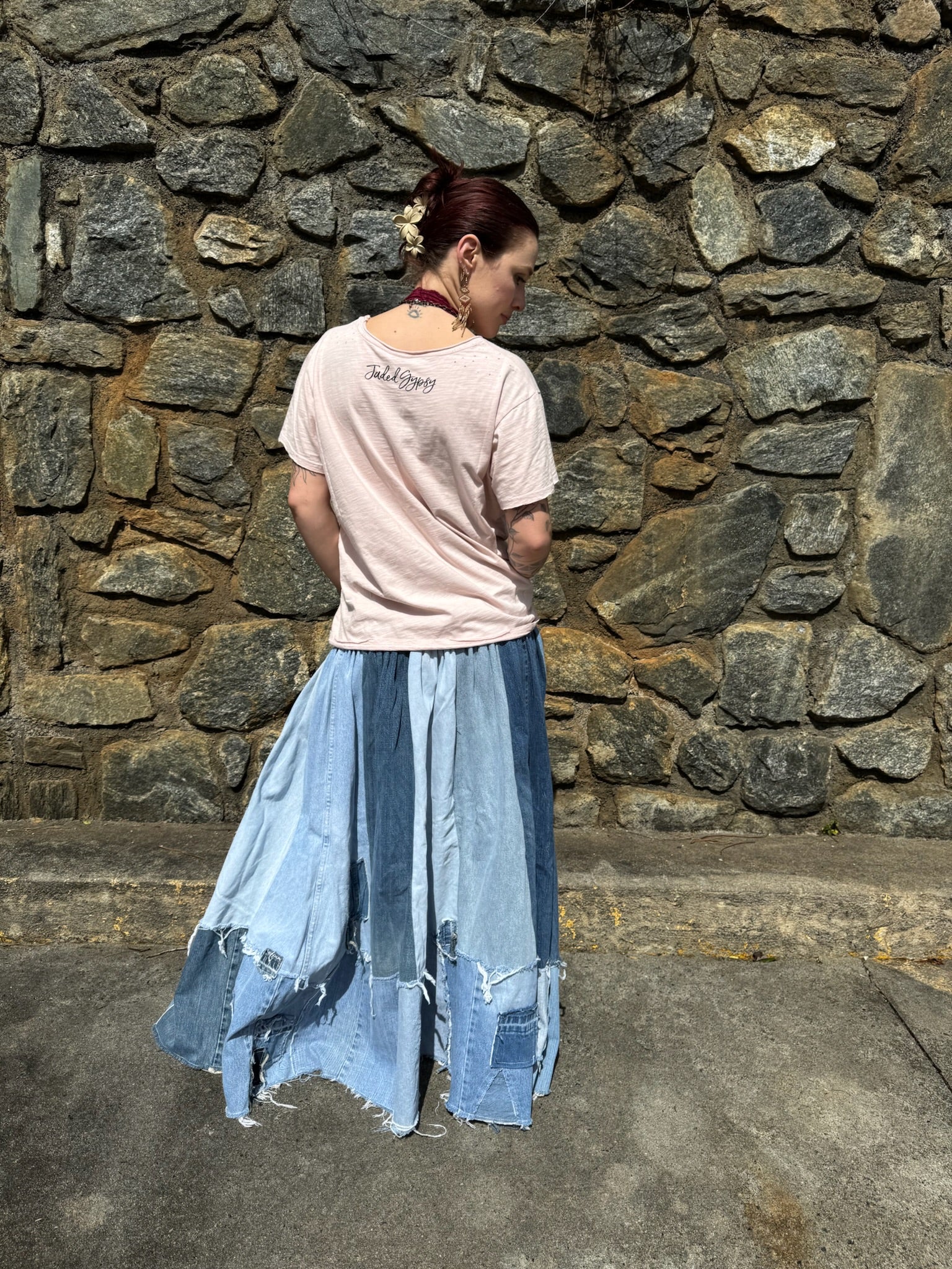 Sale - Patched About Upcycled Denim Skirt