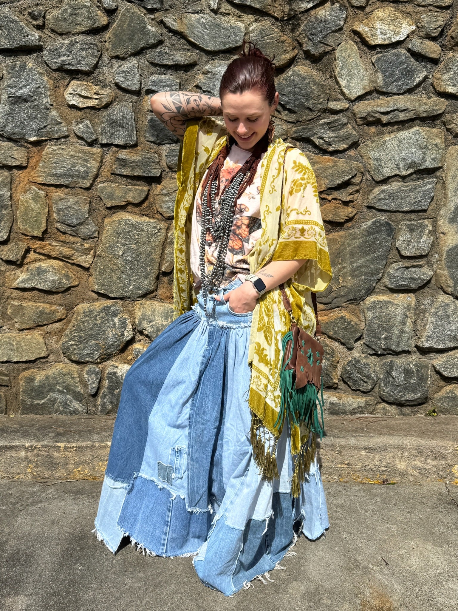 Sale - Patched About Upcycled Denim Skirt