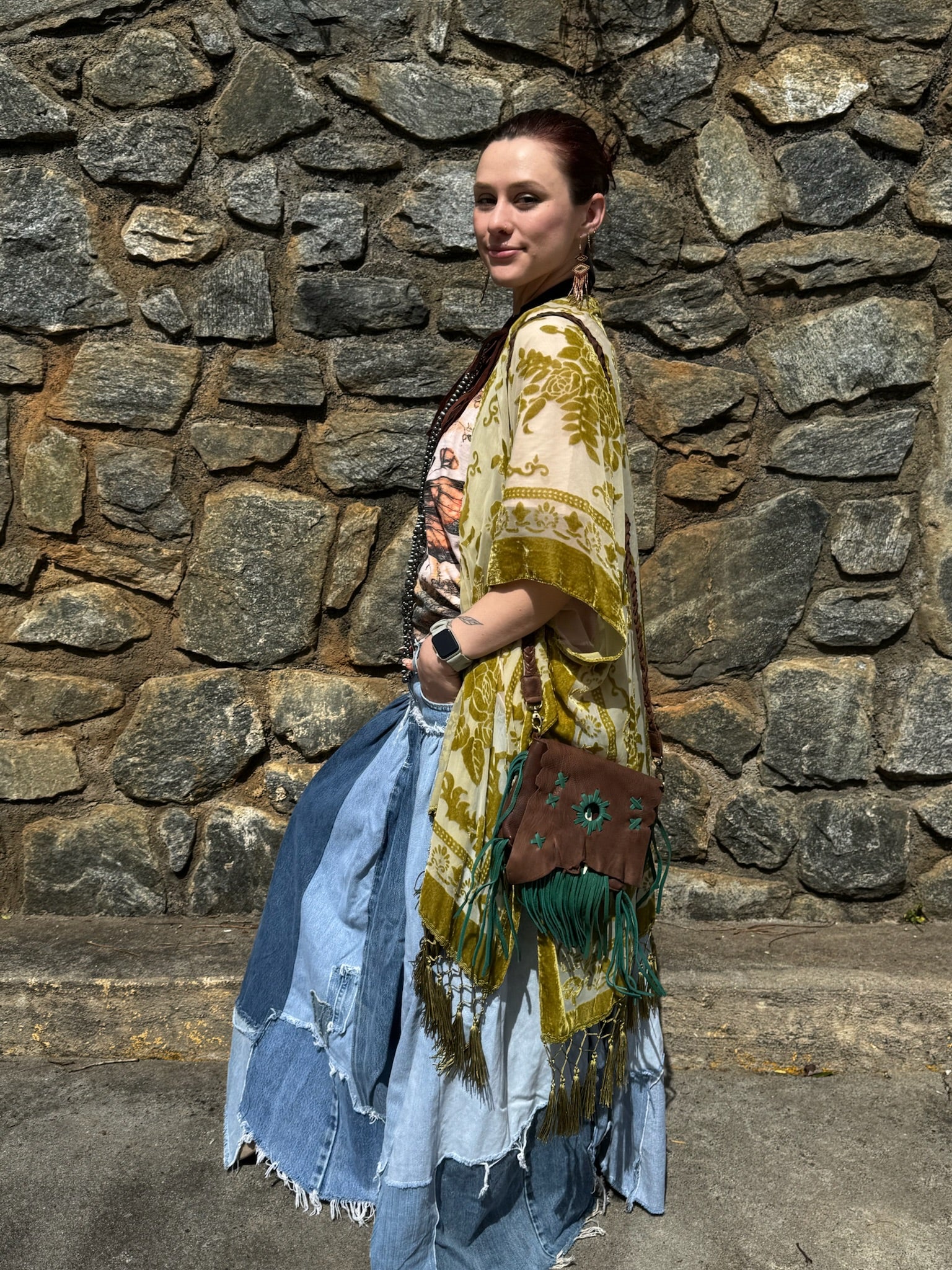 Sale - Patched About Upcycled Denim Skirt