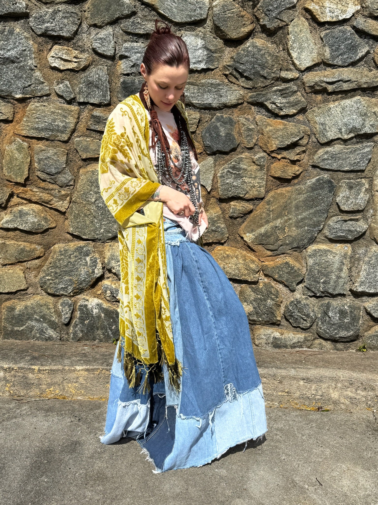 Sale - Patched About Upcycled Denim Skirt
