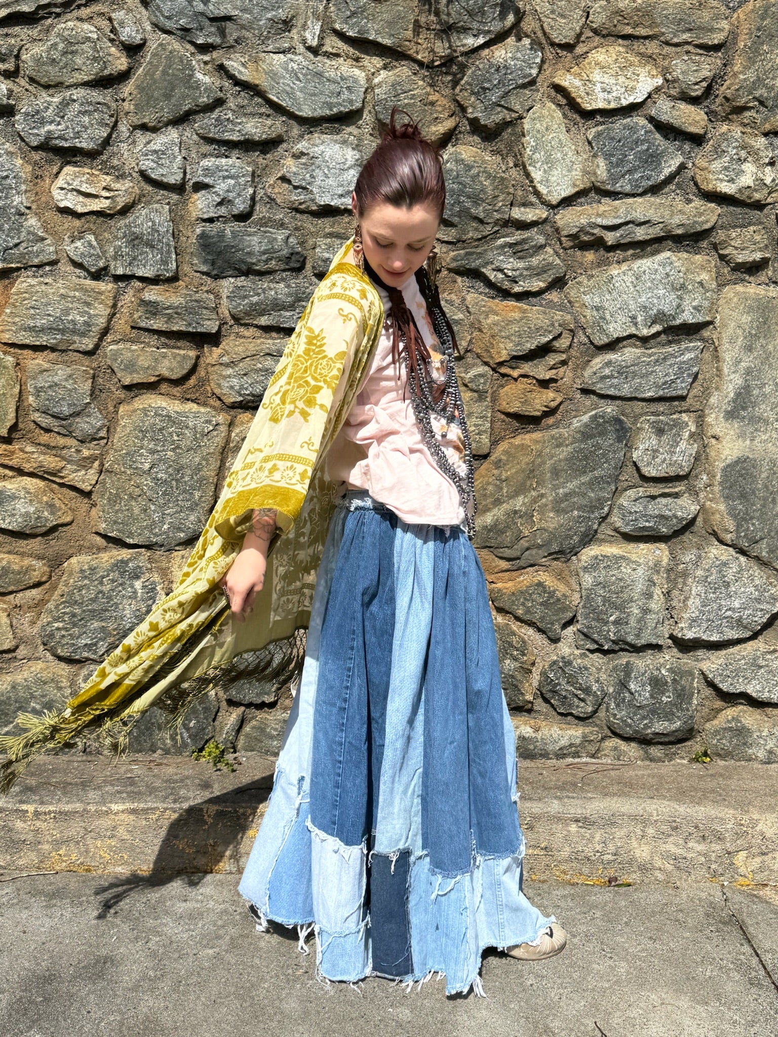 Sale - Patched About Upcycled Denim Skirt