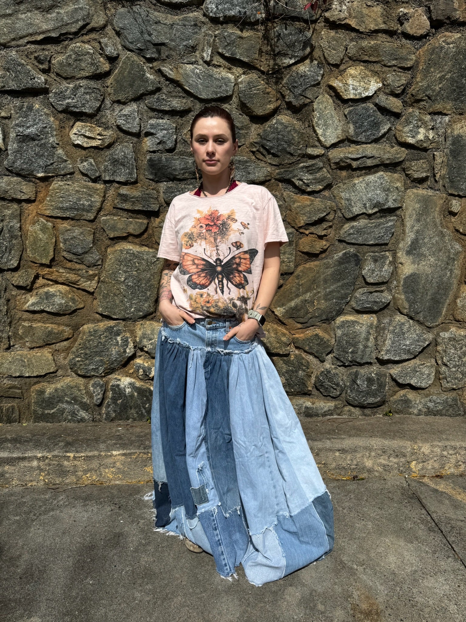 Sale - Patched About Upcycled Denim Skirt