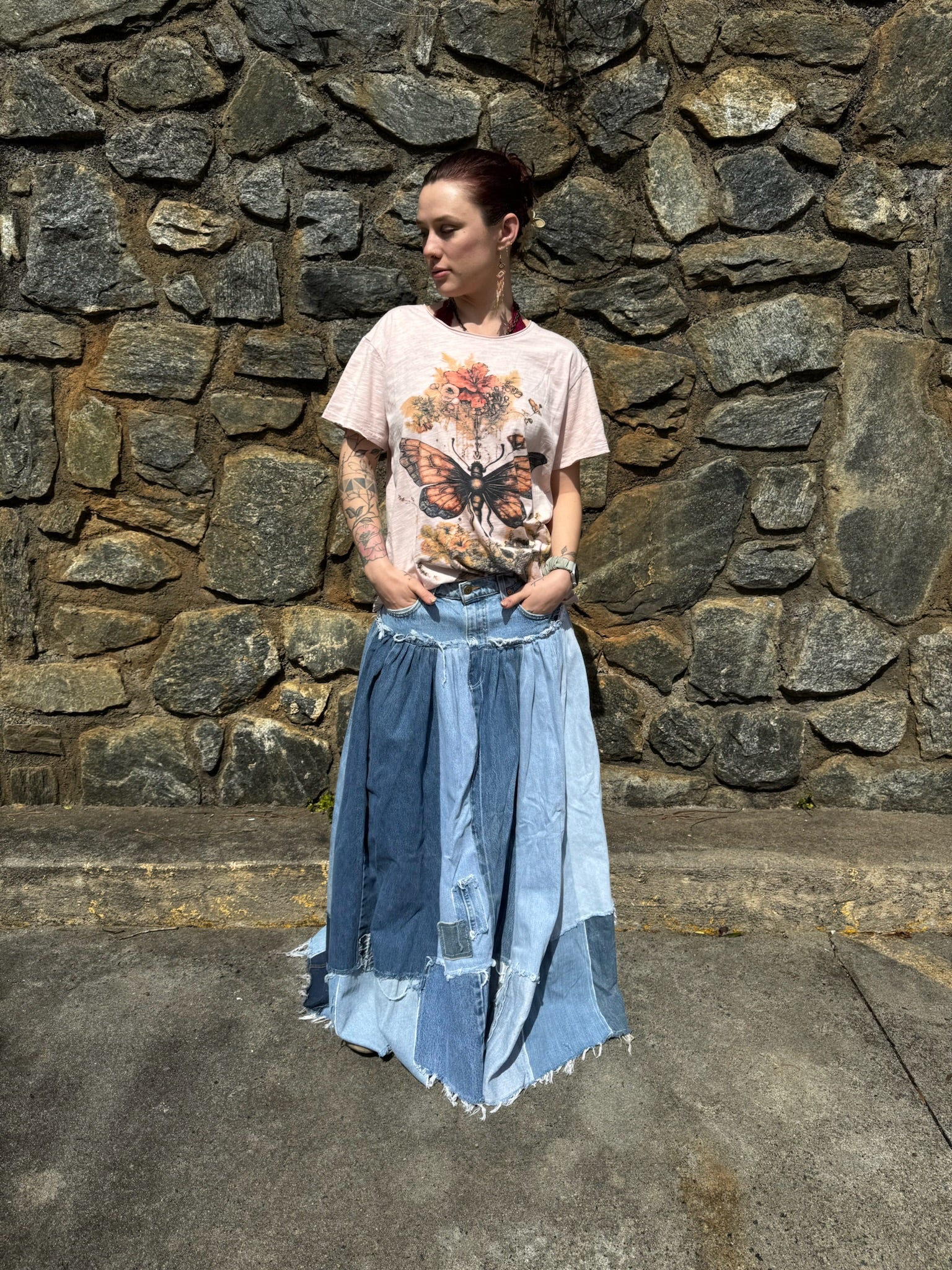 Sale - Patched About Upcycled Denim Skirt
