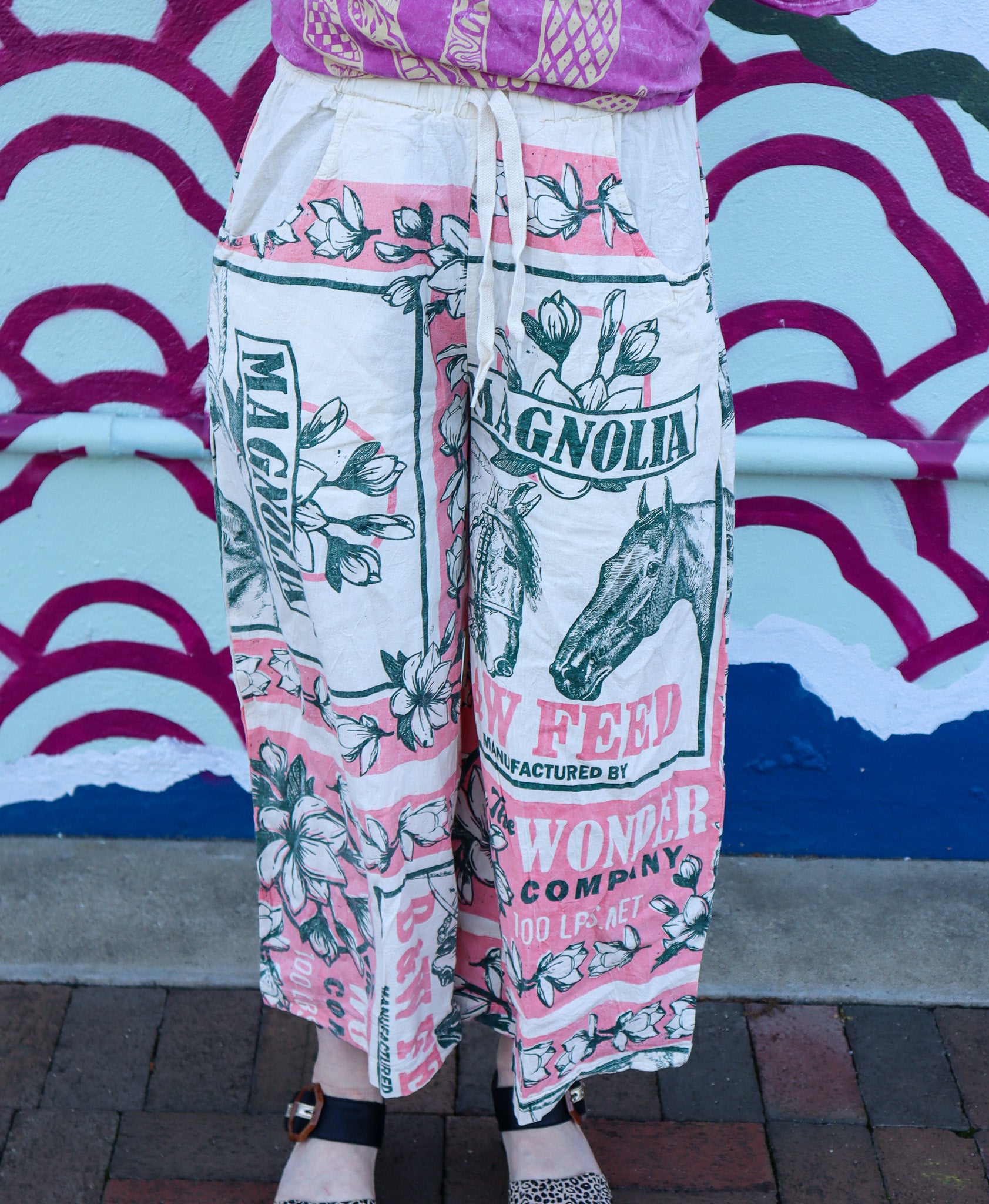 Horse Town Boho Cotton Culotte Capri Pull On Pant