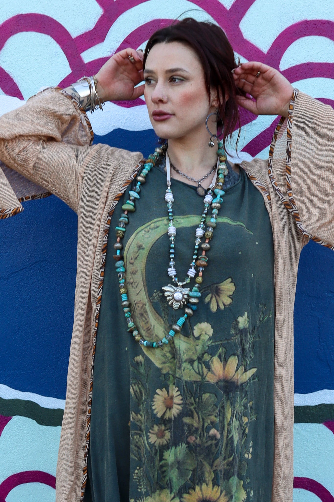 Moon Flower Dress Boho Mineral Washed Grunge Maxi