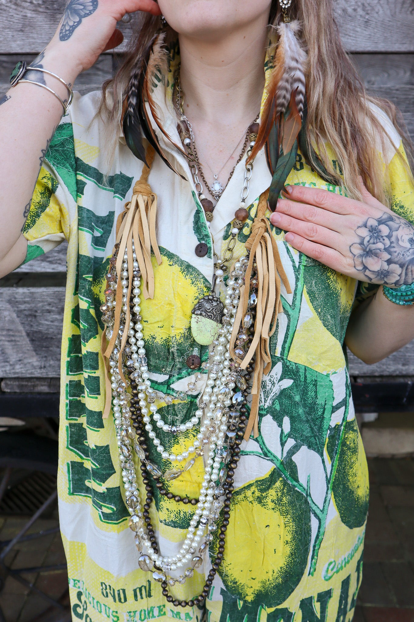 City Girl Stunner Layered Necklace w/ Leather & Pearls