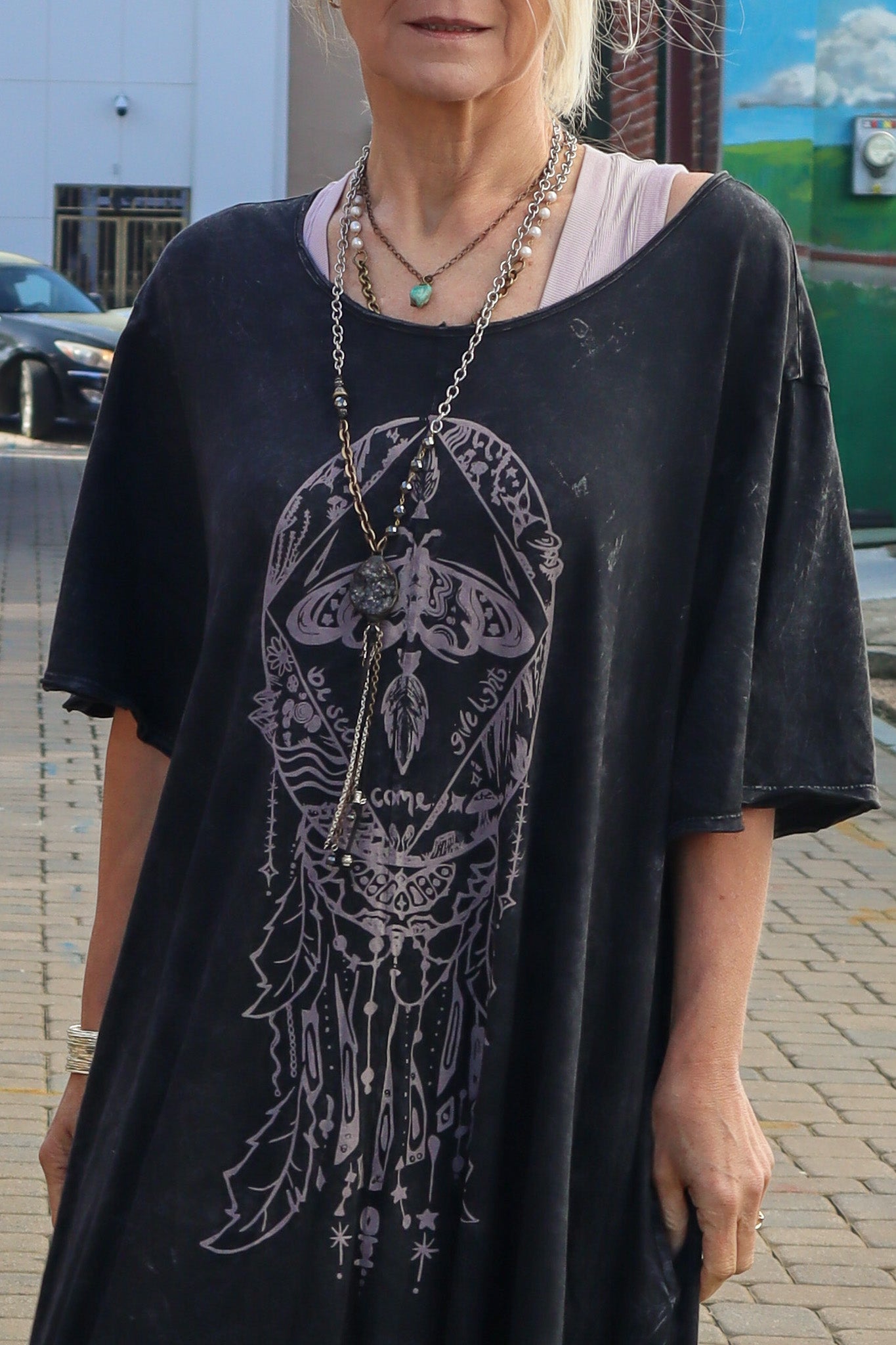Geode Tassel Drop Necklace