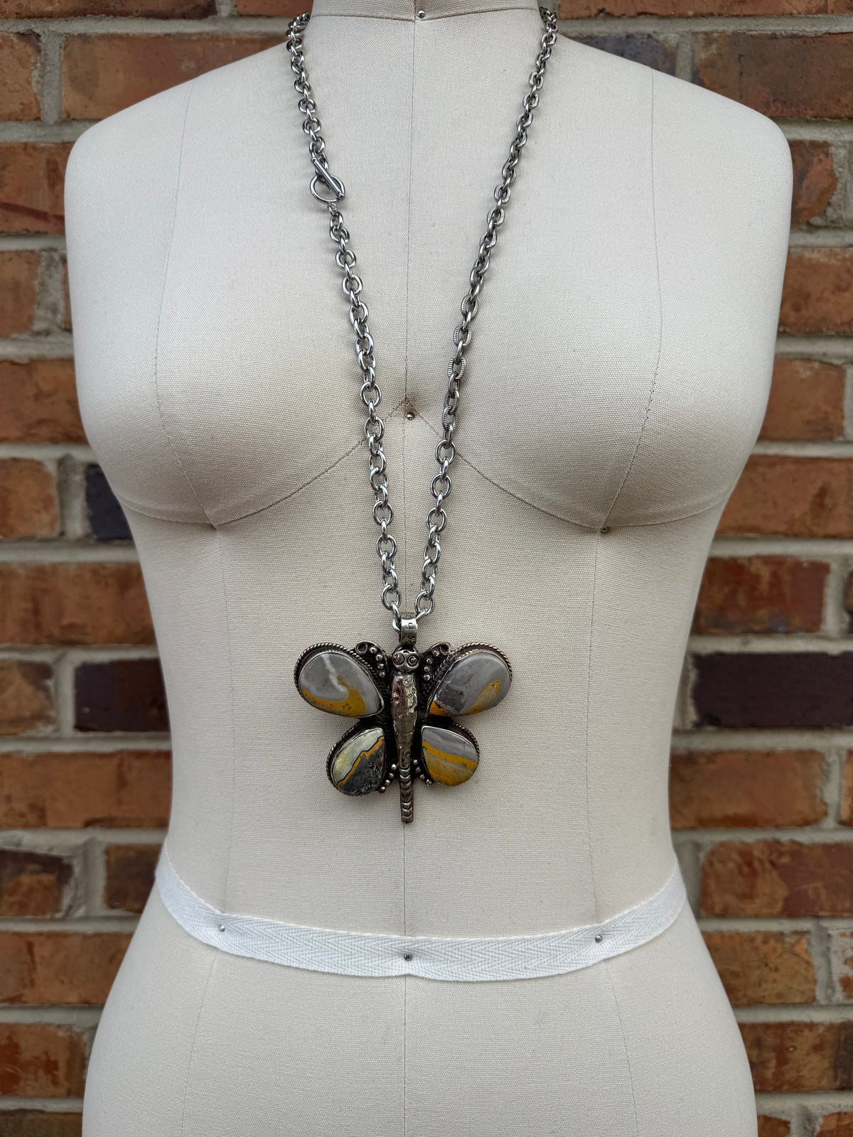 BB Jasper Butterfly Chain Necklace