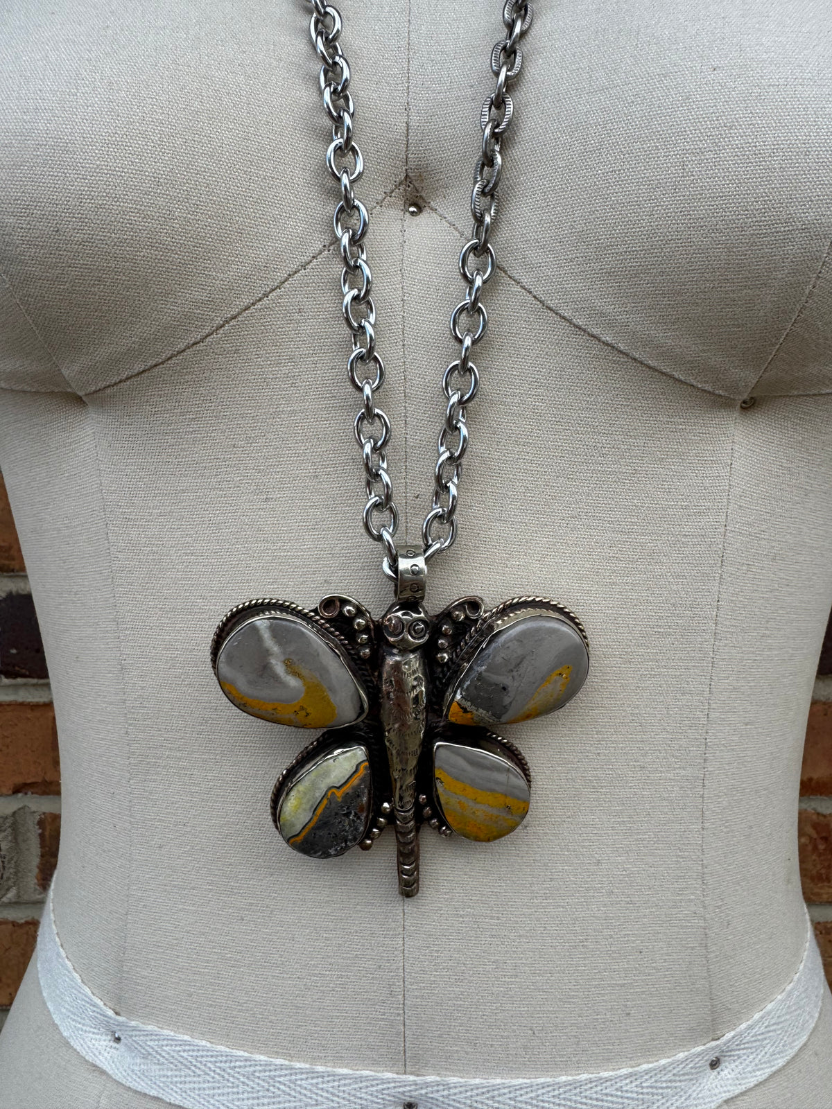 BB Jasper Butterfly Chain Necklace