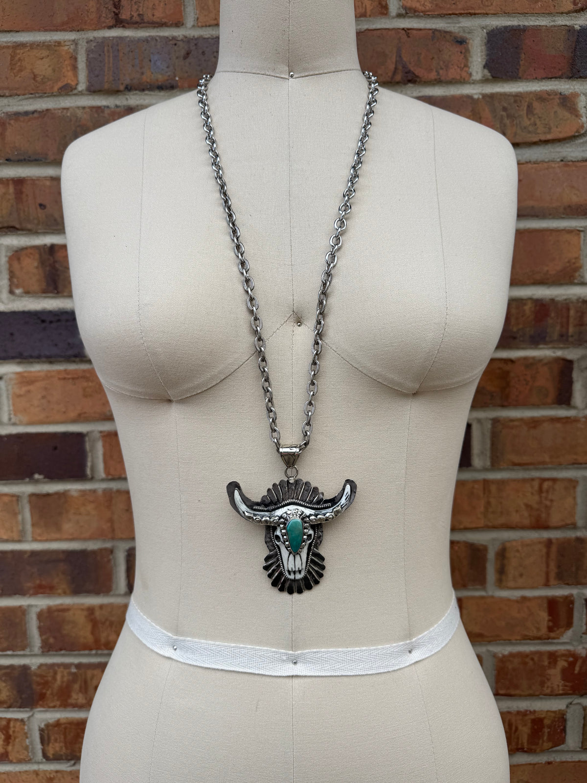 Heard Skull w/ Turquoise Necklace