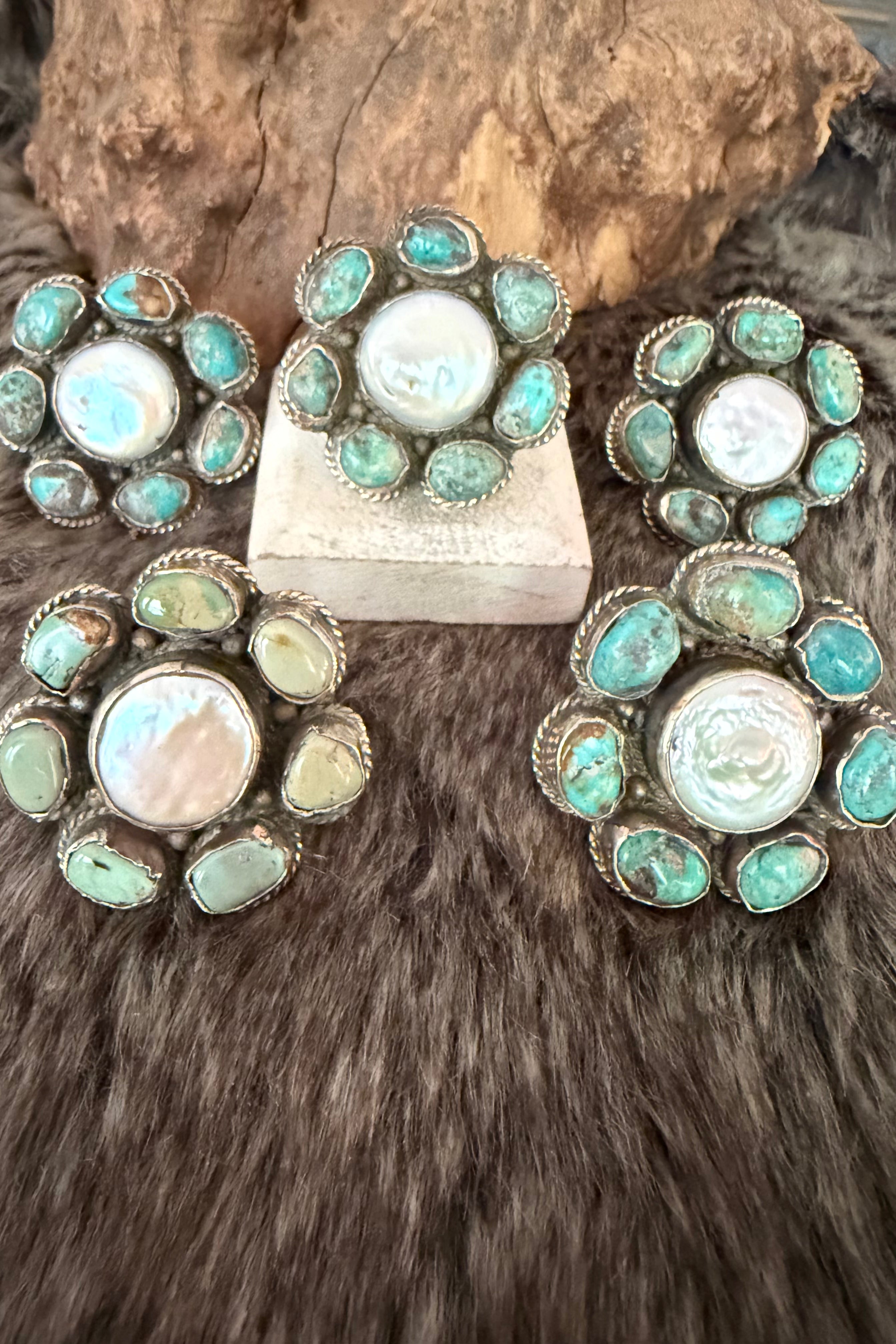 Turquoise And Pearl Ring