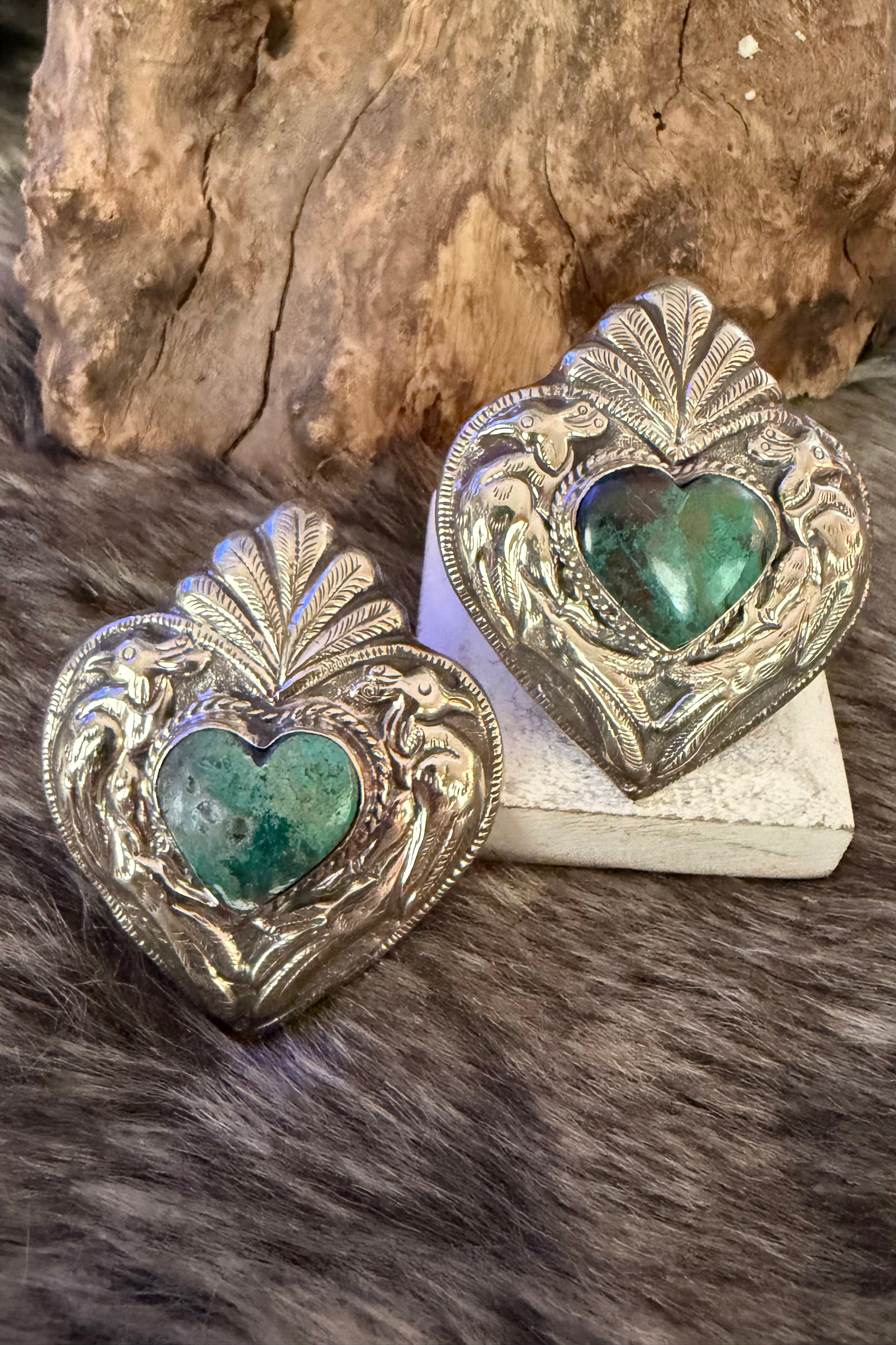 Turquoise Heart In The Middle Ring