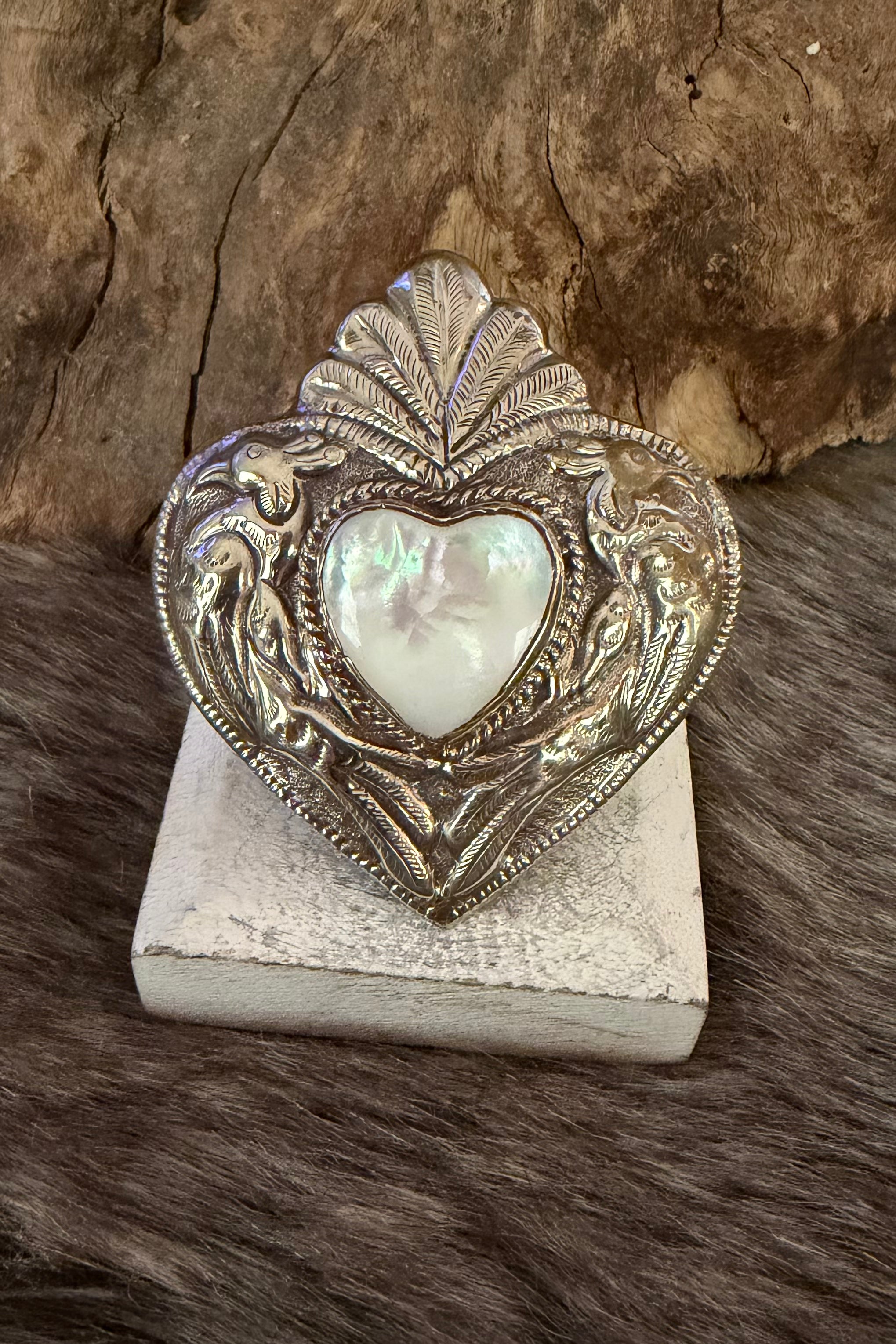 Pearled Sacred Heart Ring
