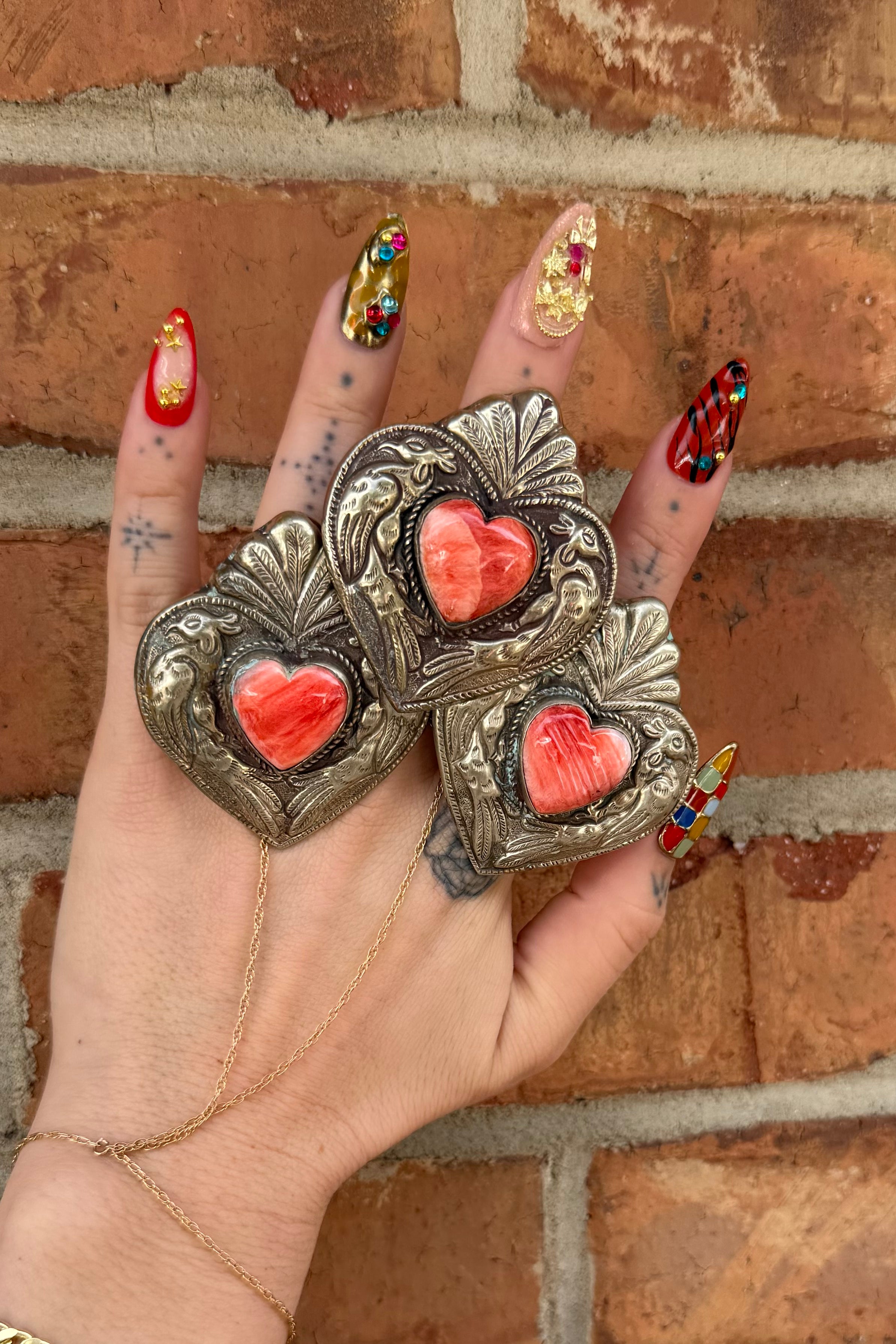 Coral Statement Sacred Heart Ring
