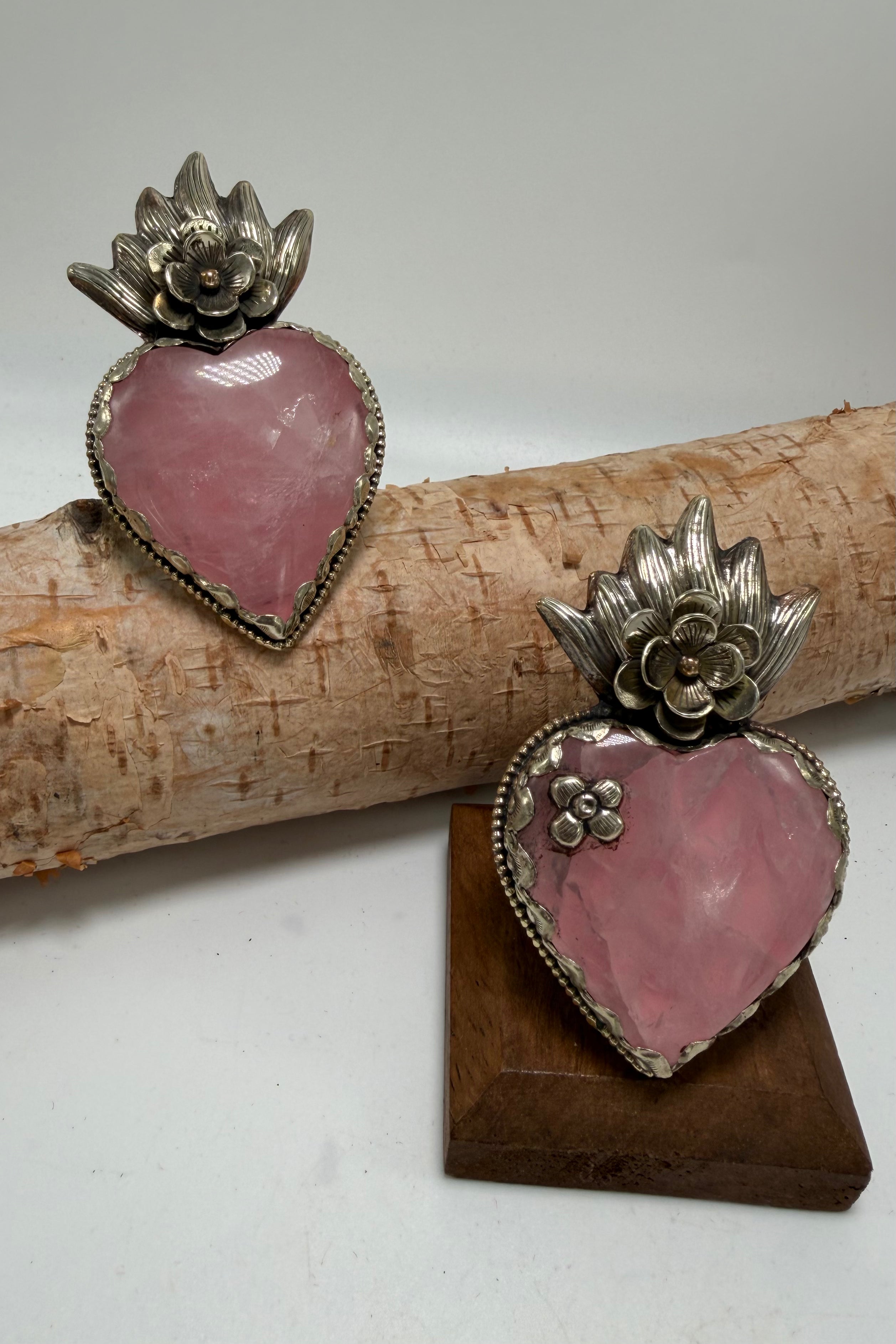 Pink Quartz Heart Statement Ring