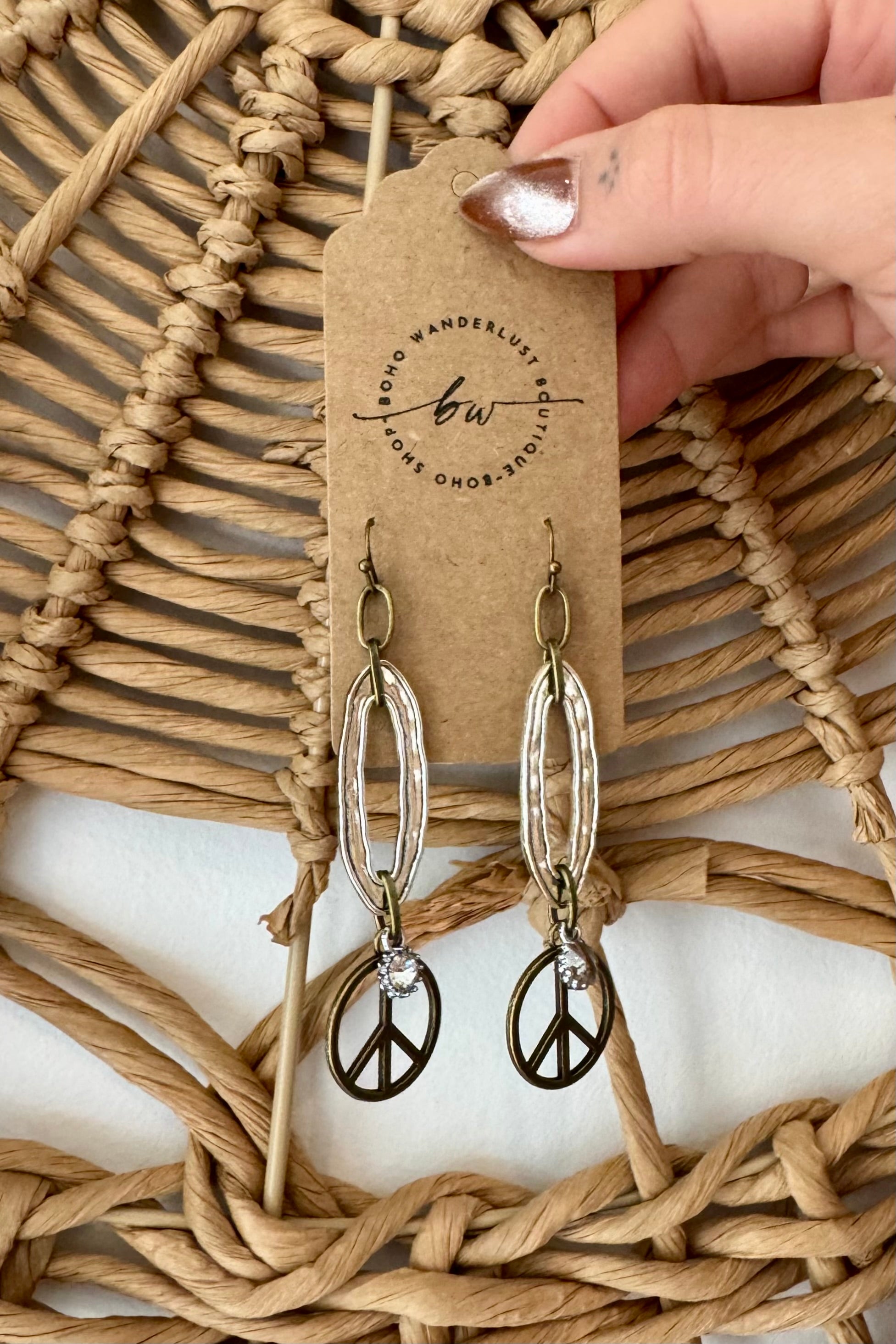 Two Tone Crystal Peace Earring Drop