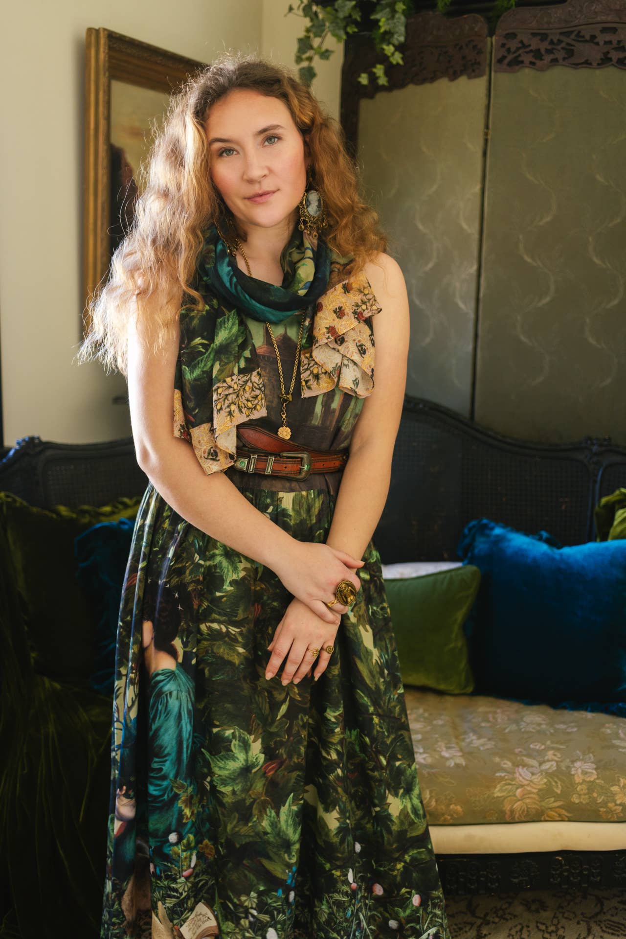 Bella Notte Bohemian Scarf with Rabbit and Moon