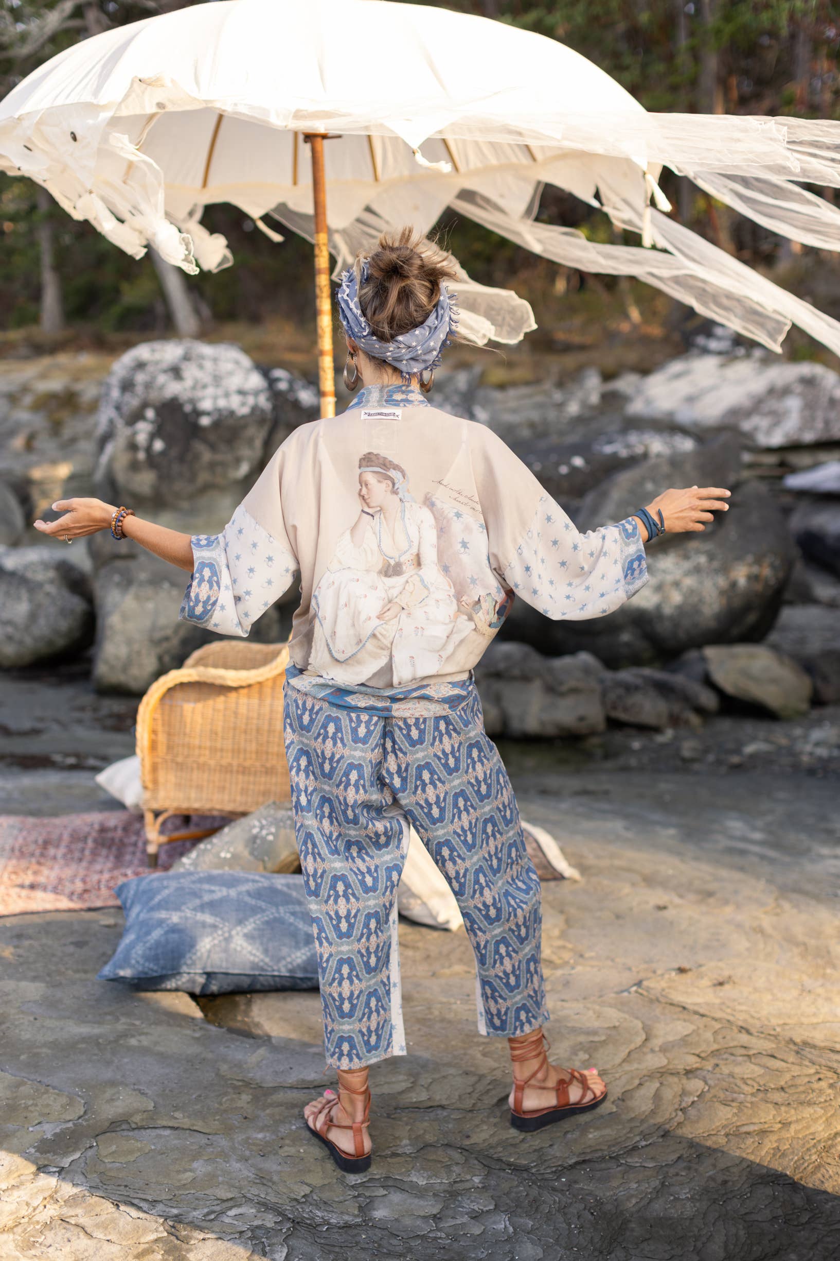 Head In The Clouds Pixie Duster Cropped Kimono w/ Stars
