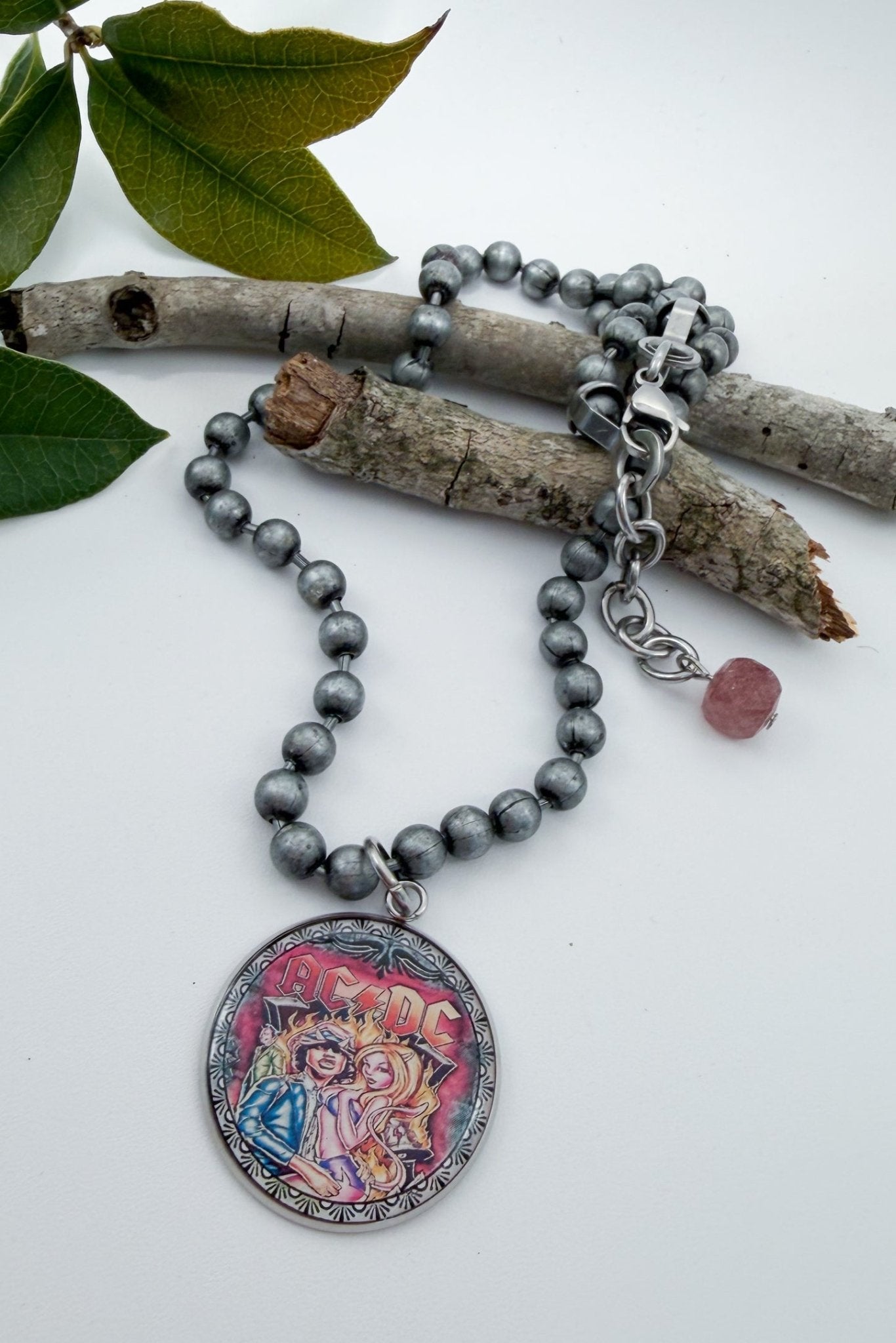 ACDC Large Circle Distressed Pendant Necklace - ivyandlavyboutique Spirit Lala
