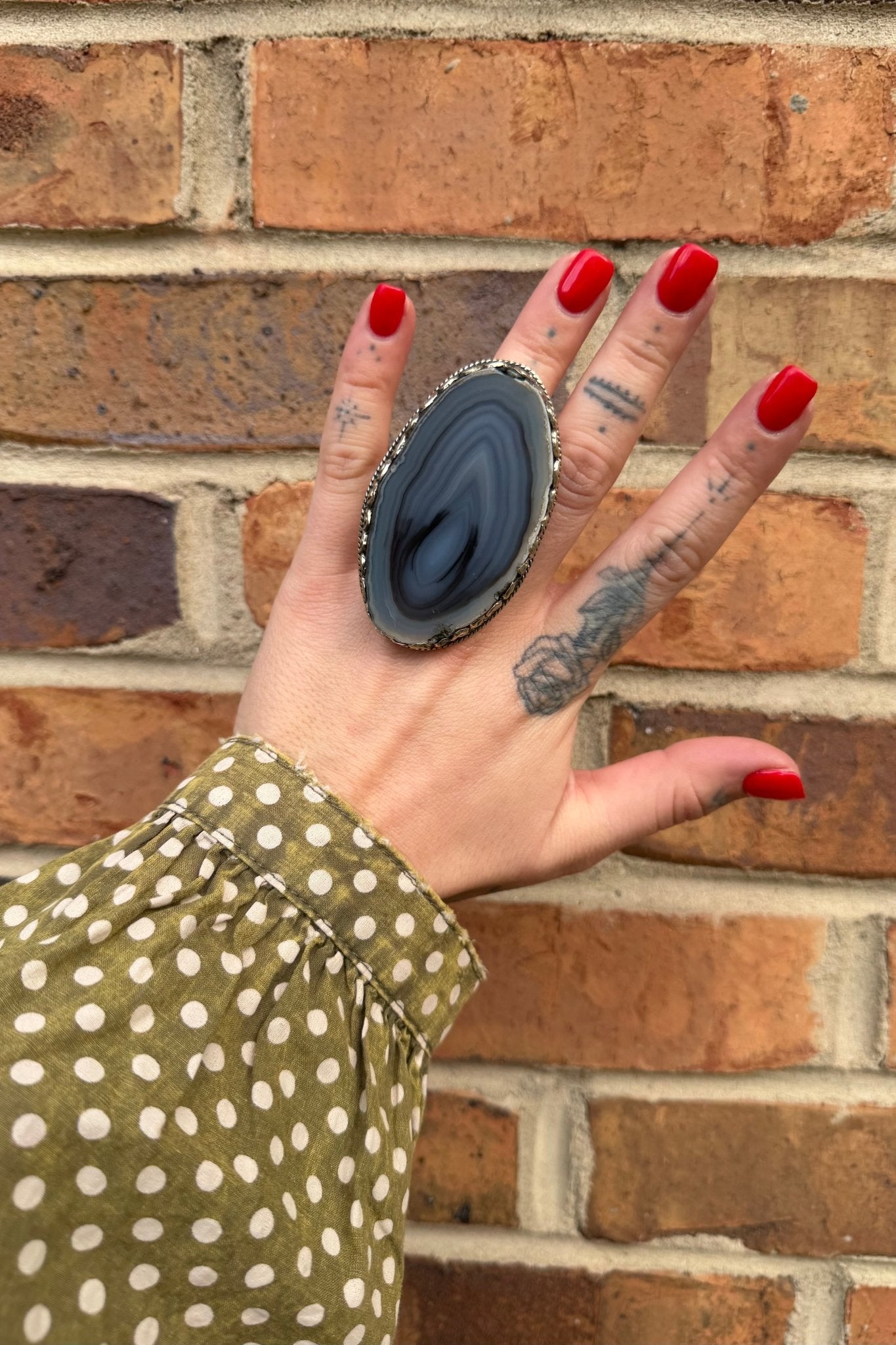 Agate GeodeSlab Rings In Grey Blues - ivyandlavyboutique ivyandlavyboutique
