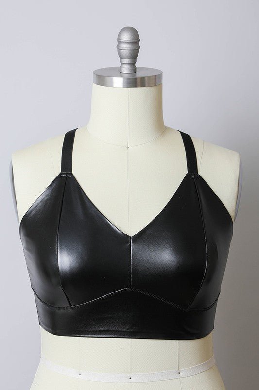 Alexis Faux Leather Longline Bralette Plus Size - ivyandlavyboutique Leto Accessories