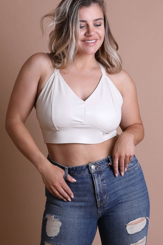Alexis Faux Leather Longline Bralette Plus Size - ivyandlavyboutique Leto Accessories