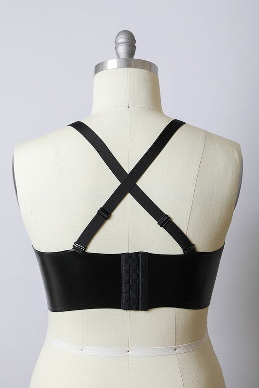 Alexis Faux Leather Longline Bralette Plus Size - ivyandlavyboutique Leto Accessories