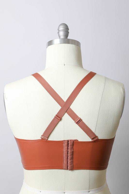 Alexis Faux Leather Longline Bralette Plus Size - ivyandlavyboutique Leto Accessories