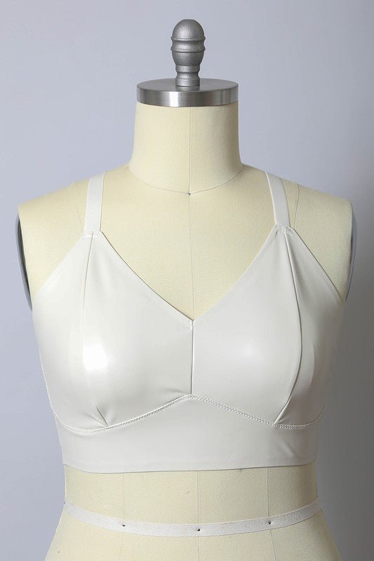 Alexis Faux Leather Longline Bralette Plus Size - ivyandlavyboutique Leto Accessories