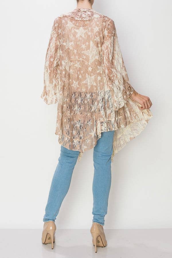 ALL LACE CARDIGAN WITH RUFFLES Tp Star - ivyandlavyboutique Origami Apparel ~ Lace and Crochet inspired