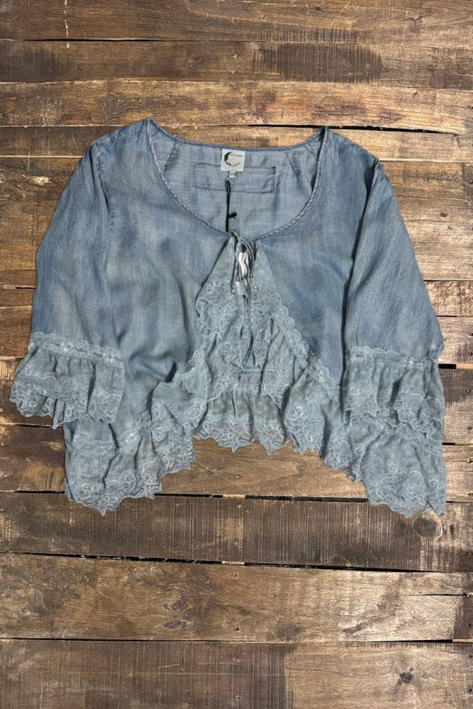 Alluring Romance Jacket - Chambray: One Size - ivyandlavyboutique Jaded Gypsy