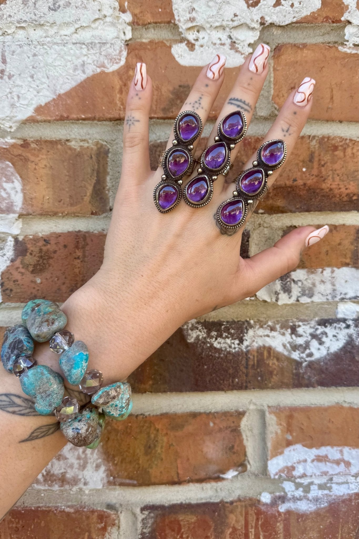 Amethyst Triple Stack Ring - ivyandlavyboutique ivyandlavyboutique