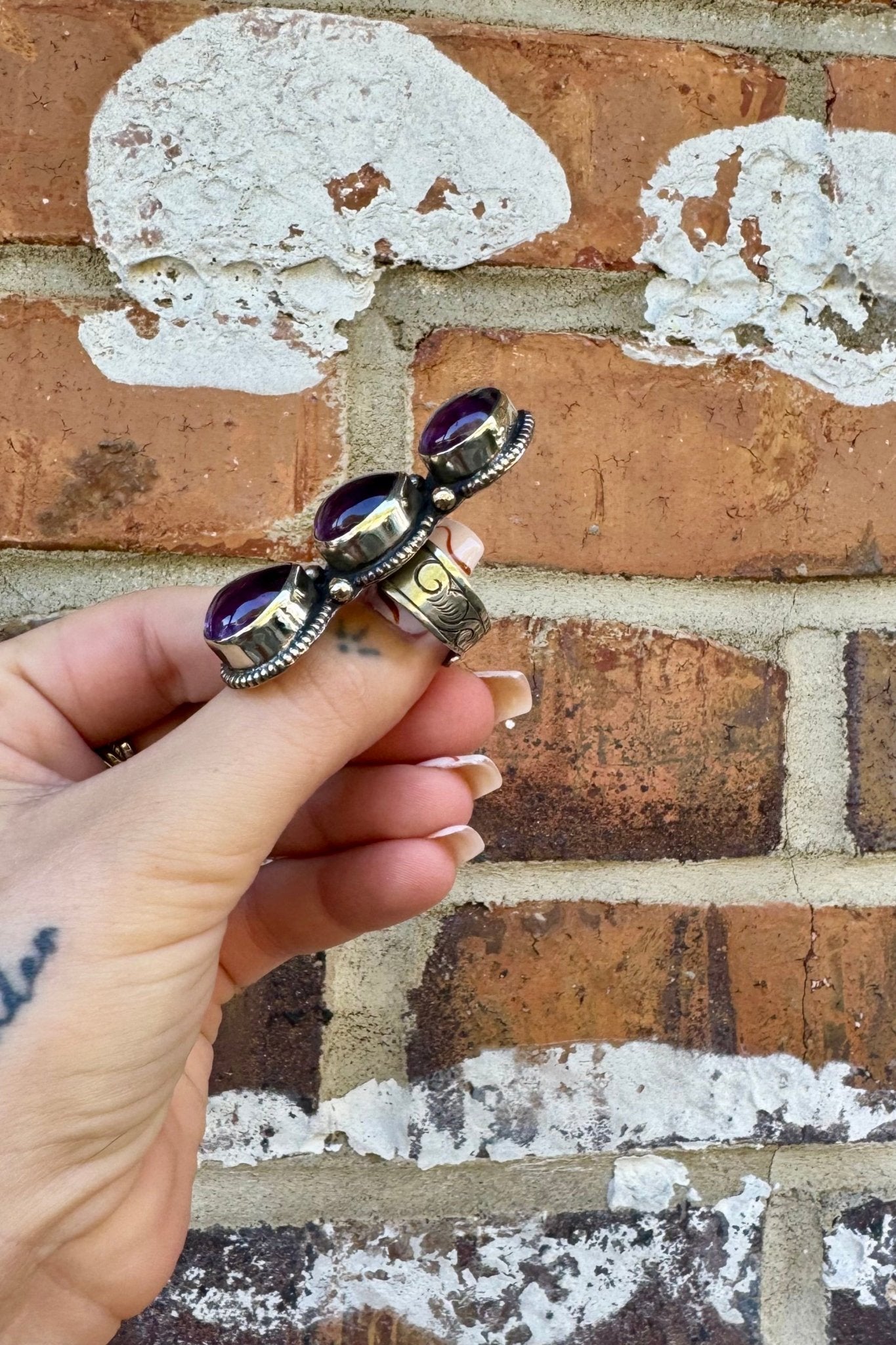 Amethyst Triple Stack Ring - ivyandlavyboutique ivyandlavyboutique