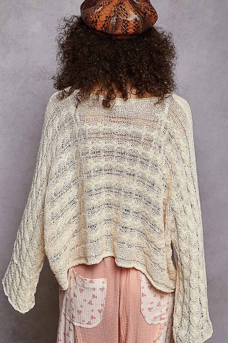 Angel Baby Crop Twisted Cable Sweater - ivyandlavyboutique Pol Clothing