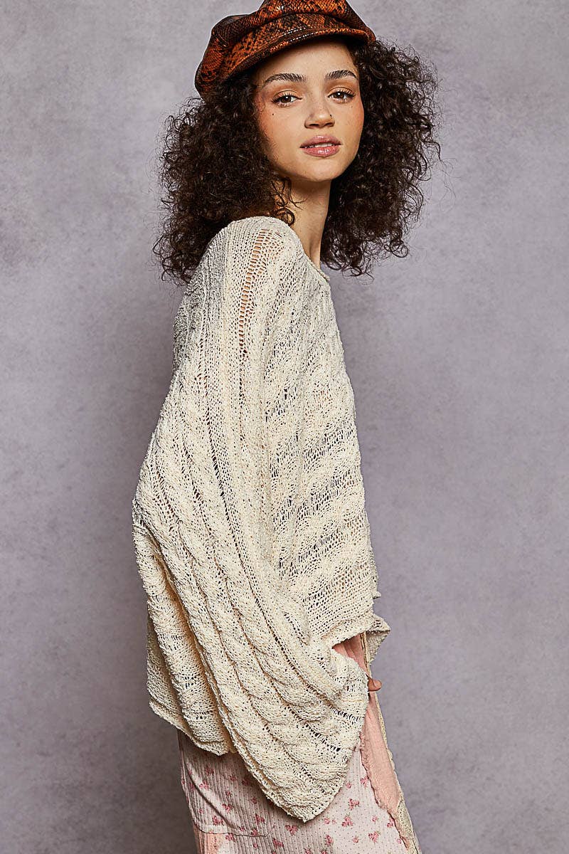 Angel Baby Crop Twisted Cable Sweater - ivyandlavyboutique Pol Clothing