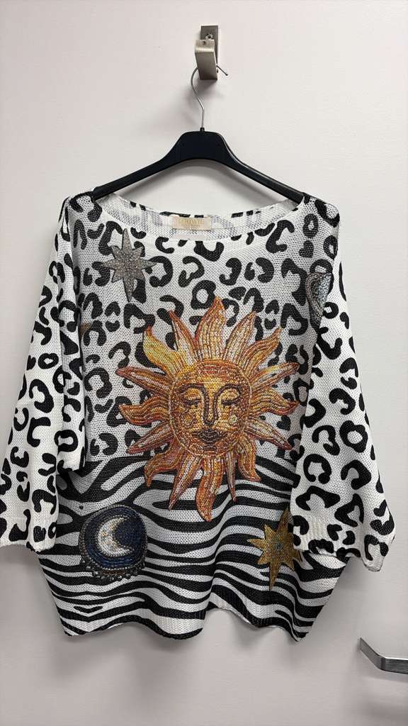 Animal Knit Printed Sweater 3/4 sleeves - ivyandlavyboutique LOOWIE