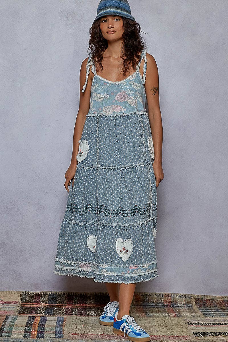 Annabella Twirl Denim Maxi Dress - ivyandlavyboutique Pol Clothing