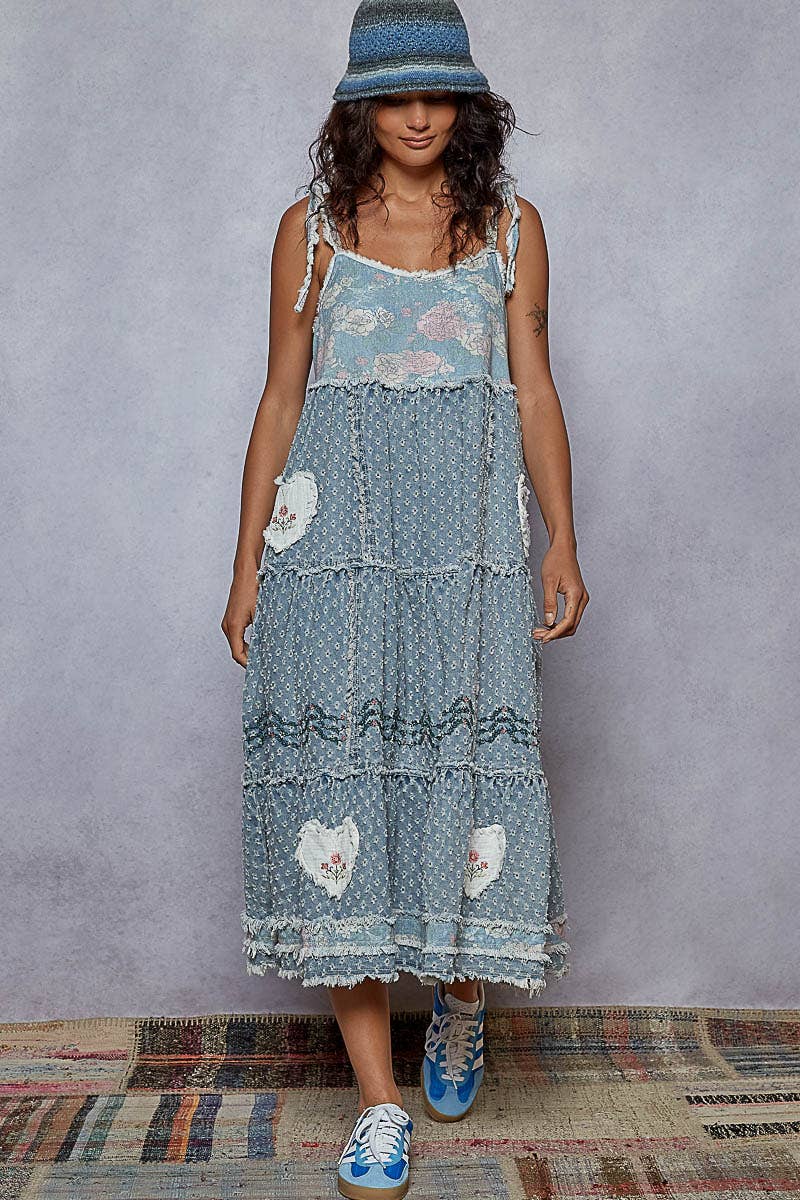 Annabella Twirl Denim Maxi Dress - ivyandlavyboutique Pol Clothing