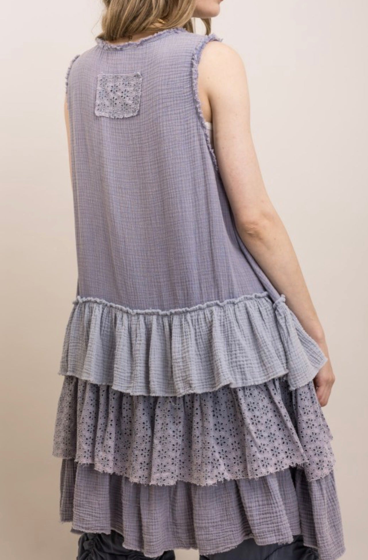 Annie Ruffle Hi Lo Tunic Top - ivyandlavyboutique Blue Velvet