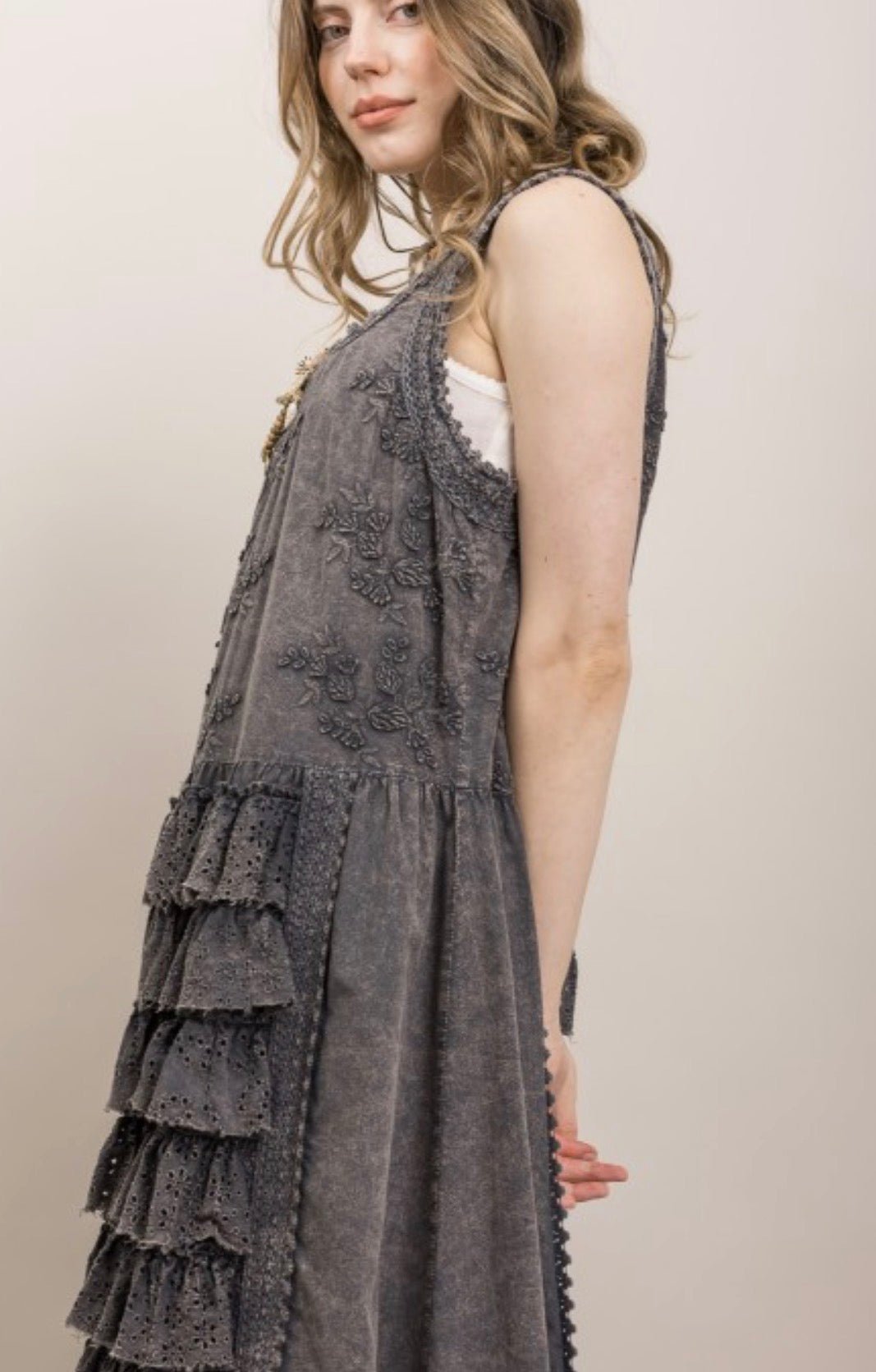 Aphrodite Sleeveless Ruffle Dress - ivyandlavyboutique Blue Velvet