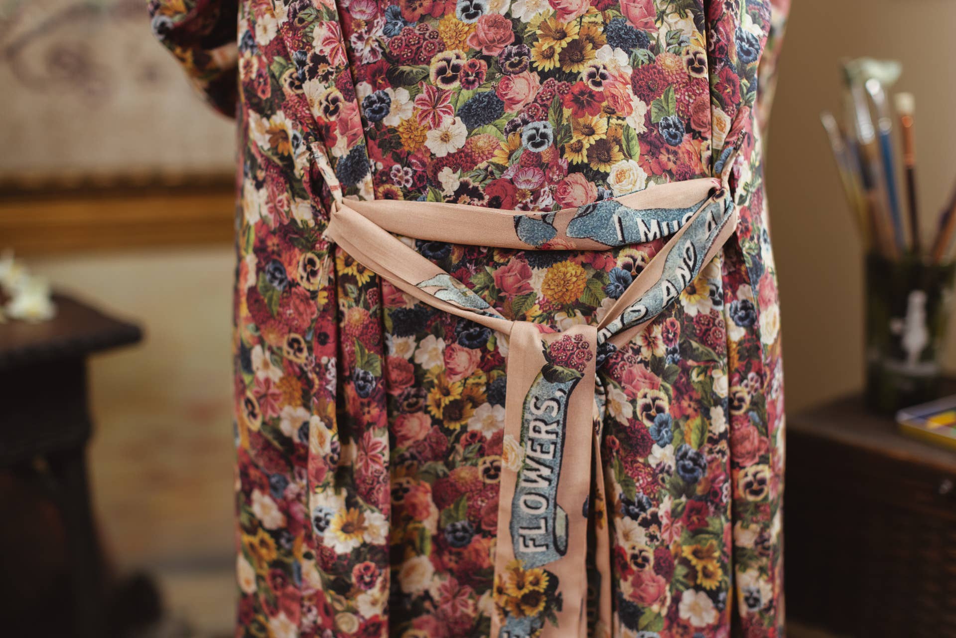 Art of Life Opera Duster Kimono Robe w/Flower Palette Print - ivyandlavyboutique Market of Stars