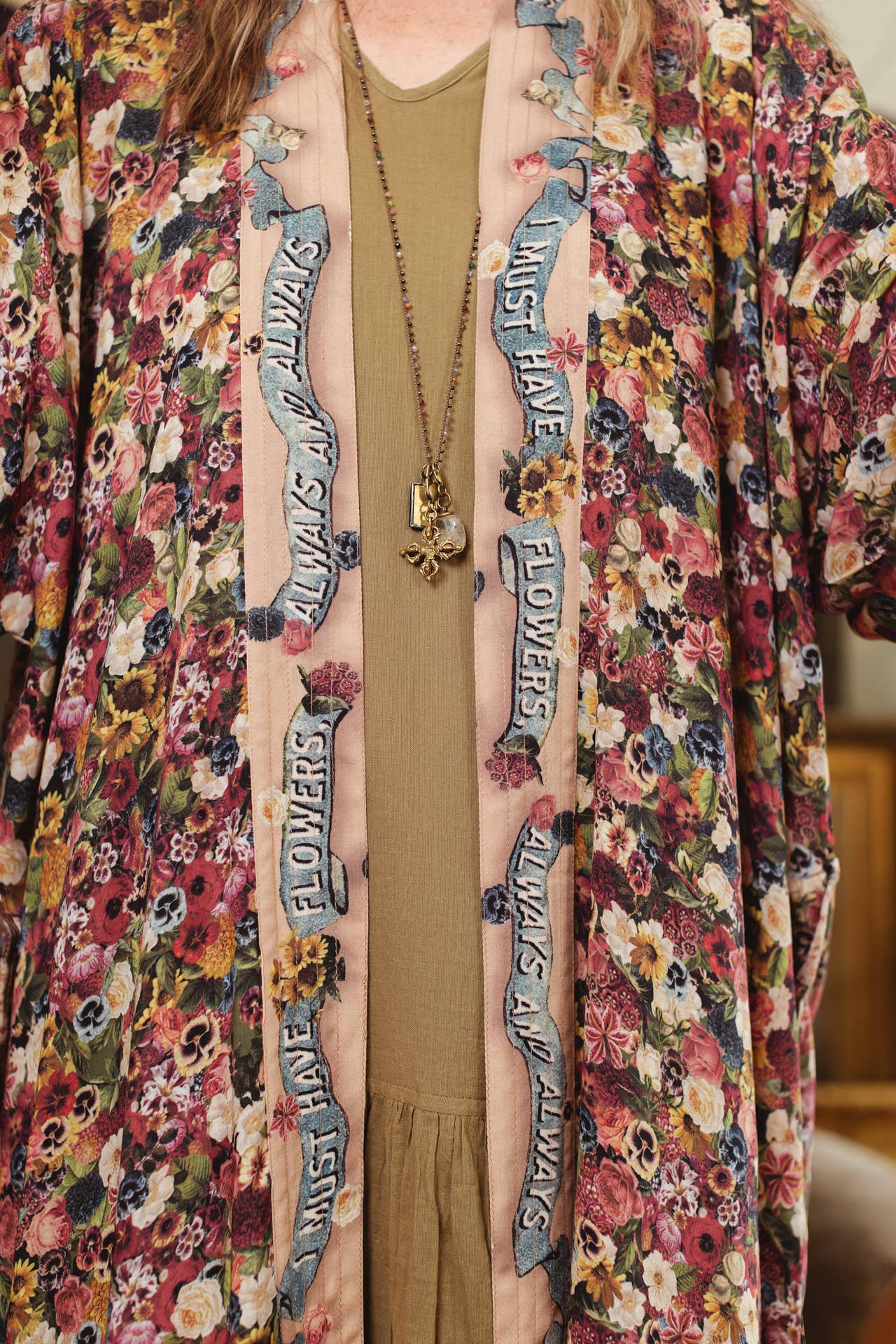 Art of Life Opera Duster Kimono Robe w/Flower Palette Print - ivyandlavyboutique Market of Stars