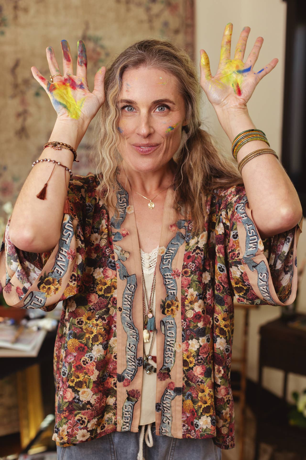 Art of Life Pixie Duster Cropped Kimono w/ Palette, Flowers - ivyandlavyboutique Market of Stars