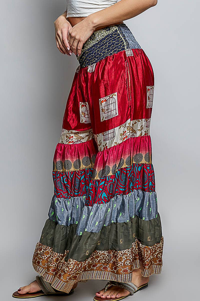 Assorted Print High Rise Smocked Wide Leg Pants: ASSORTED / OS - ivyandlavyboutique Pol Clothing